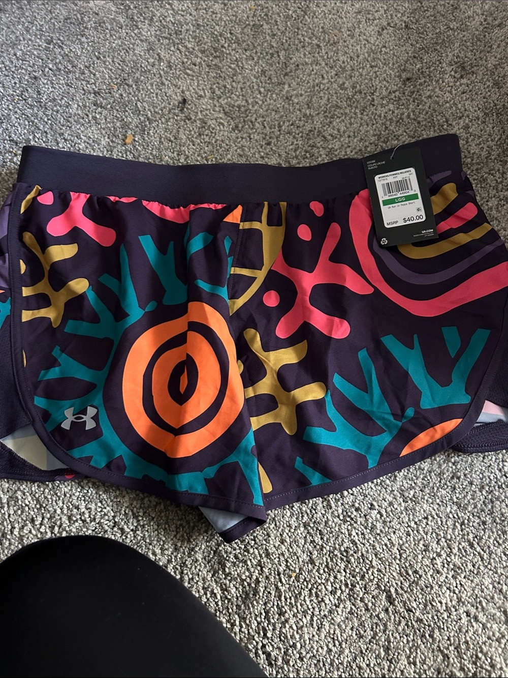 Under Armour Navy Athletic Shorts with Multicolor Abstract Print